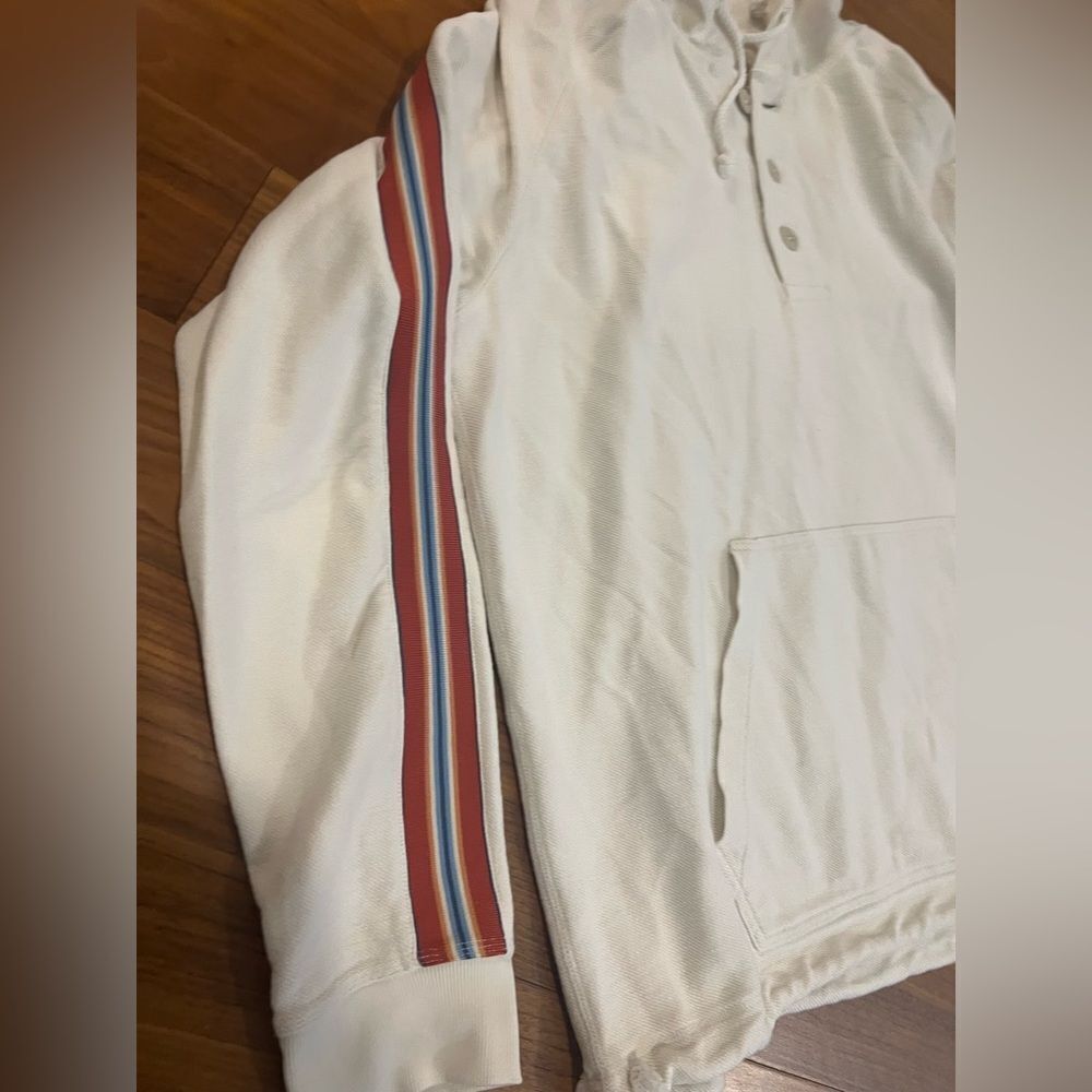 Faherty Biarritz hoodie White/cream Hoodie with Stripes size XXL - Picture 2 of 13